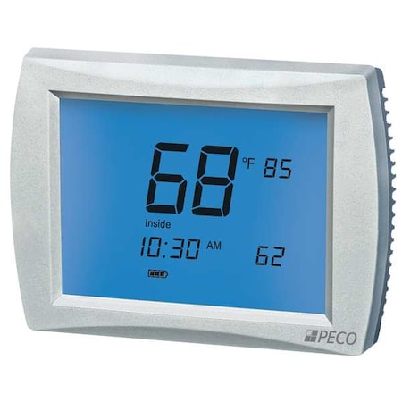 Peco T12532-IAQ Programmable Thermostat, 7, 5-2, 5-1-1 Programs, 3 H, 2 C, Wall Mount, Hardwired/Battery, 24V AC