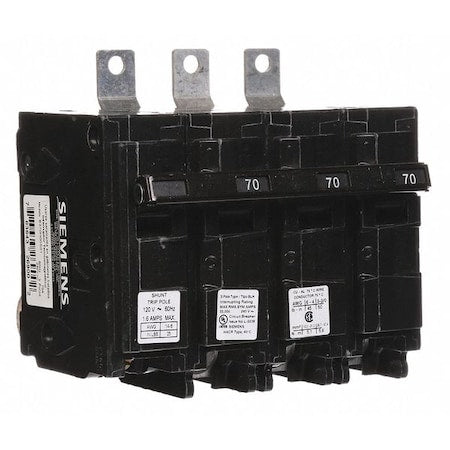 Siemens B370H00S01 Miniature Circuit Breaker, BL Series, 70A, 3 Pole, 120/240V AC, 22kA at 240V AC