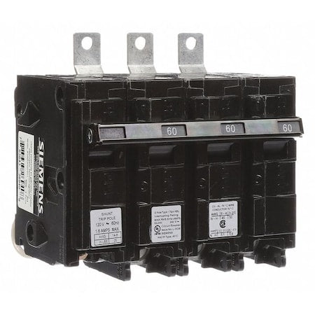 Siemens B360HH00S01 Miniature Circuit Breaker, BL Series, 60A, 3 Pole, 120/240V AC, 65kA at 240V AC