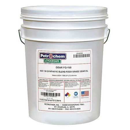 Petrochem FOODSAFE GEAR FG-150-005 5 gal Gear Oil Drum 150 ISO Viscosity, 85W SAE, Clear