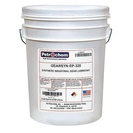 Petrochem GEARSYN EP-320-005 5 gal Gear Oil Pail 320 ISO Viscosity, 140 SAE, Clear