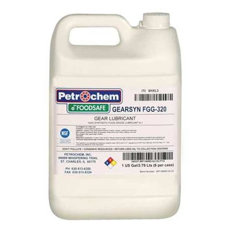 Petrochem GEARSYN FGG-320-001 1 gal Gear Oil Jug 320 ISO Viscosity, 90 SAE, Clear
