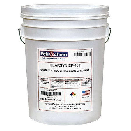 Petrochem GEARSYN EP-460-005 5 gal Gear Oil Pail 460 ISO Viscosity, 140 SAE, Clear