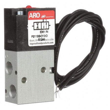 ARO P211SS-012-D Solenoid Air Control Valve, 1/8 In, 12V DC