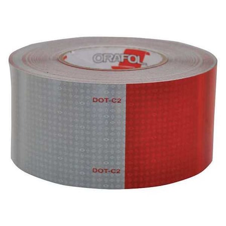 Oralite 18687 Reflective Tape, W 3 In, Red/White