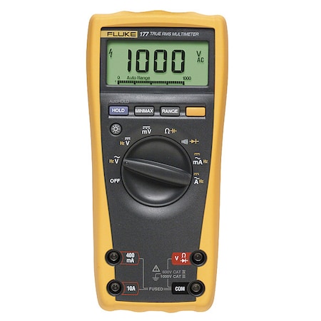 Fluke FLK-177/CWG Digital Multimeter, 1,000 V Max DC, 0 V Max AC, TRMS, 6,000 Instrument Counts, Backlit LCD