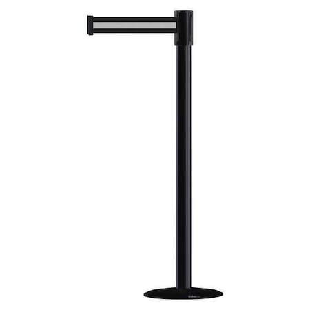 Tensabarrier 890B-33-33-33-STD-NO-S3X-C Barrier Post with Belt, Black/White Stripe, 7 1/2 ft Length, 38 in Post Height, No