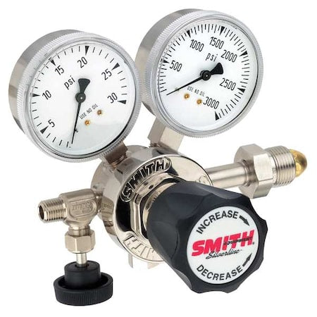 Smith Equipment 113-2009 High Purity Gas Regulator, Argon, Helium, Nitrogen, Single Stage, 0.965
