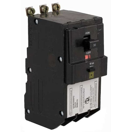 Square D QOB330EPD Miniature Circuit Breaker, QO Series, 30A, 3 Pole, 240V AC, 10kA at 240V AC, B Curve