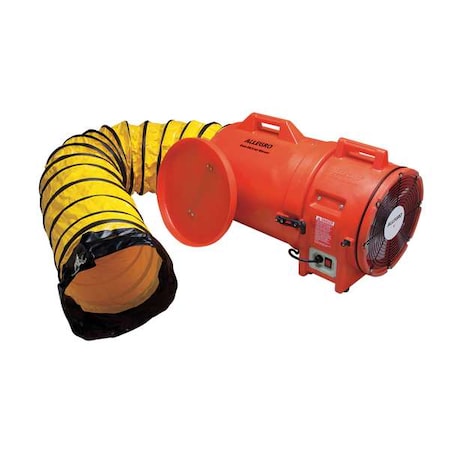 Allegro Industries 9543-25 Confined Space Axial Blower Fan W/ Canister & 25 ft L Duct, 12 in Duct Dia, 115/230V AC