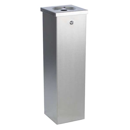 NO Butts BIN CO FLT01 Cigarette Receptacle, Silver, 1.75 gal