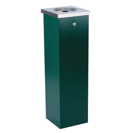 NO Butts BIN CO FLT03 Cigarette Receptacle, Green, 1.75 gal