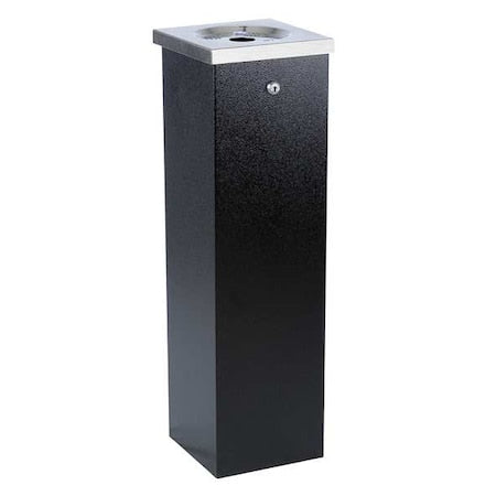 NO Butts BIN CO FLT04 Cigarette Receptacle, Black, 1.75 gal