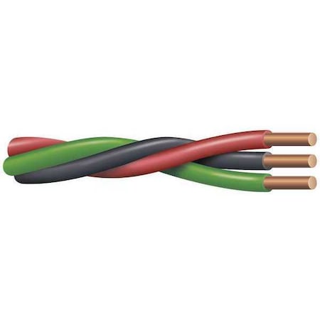 Southwire 55173602 Portable Cord, THW, 12 AWG, 3 with Insulated CU Ground C, Black, PVC, Solid, 600V, 500 ft