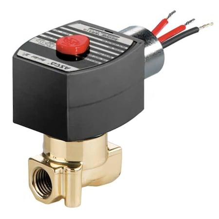 Asco EF8262H002 Solenoid Valve, 2-Way, 2-Position, Normally Closed, 1/8 in Pipe Size, 120V AC, High Flow, Brass