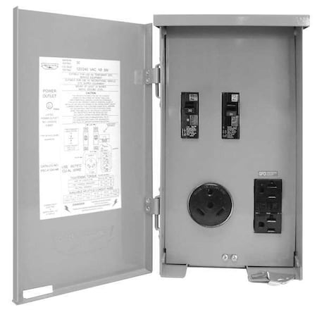 Connecticut Electric CESMPSC41GRHR Surface Mount Outdoor Hard Wired GFCI, 30 A, 120/240V AC, Single Phase, NEMA 3R, 3 Outlets