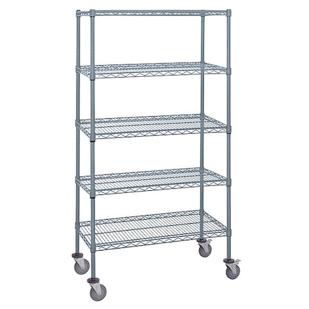 Quantum Storage Systems M1836GY46-5 Mobile Stem Caster Cart, Gray, 5 Shelves