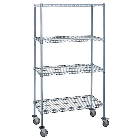 Quantum Storage Systems M1836GY47 Mobile Stem Caster Cart, Gray, 4 Shelves