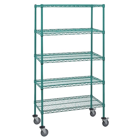 Quantum Storage Systems M1836P47-5 Mobile Stem Caster Cart, Green, 5 Shelves