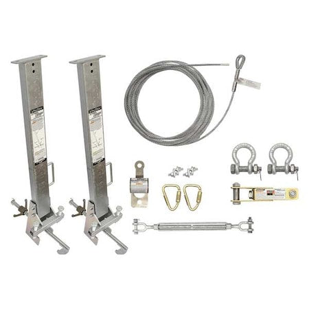 Falltech 6036018 Steelgrip Temporary Horizontal Lifeline, 60 ft. Length, 620 lb Weight Capacity