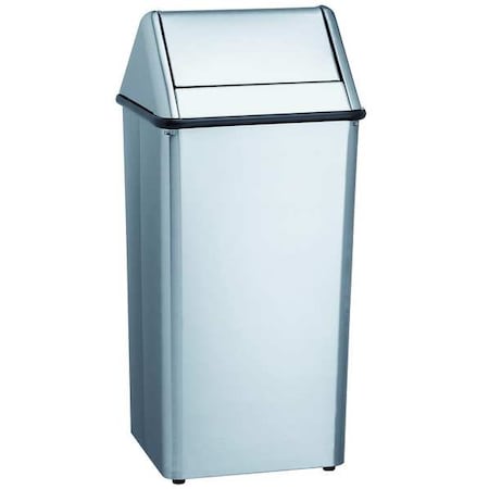 Bradley 377-380000 36 gal Square Indoor Metal Can, Silver, None, Stainless Steel, 19 in