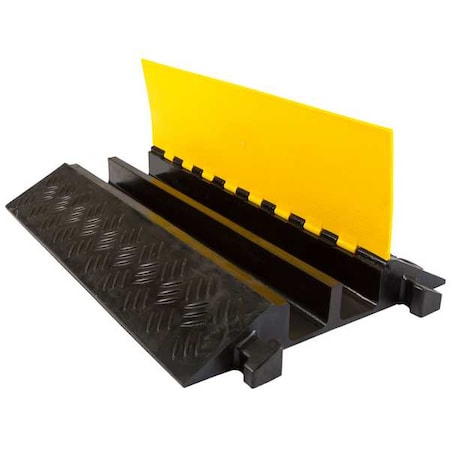 Guardian Industrial Products DH-CP-7 Cable Protector, 4 in H, 35-1/2 in L, 24 in W, 2 Channel, Rubber, Black, Yellow