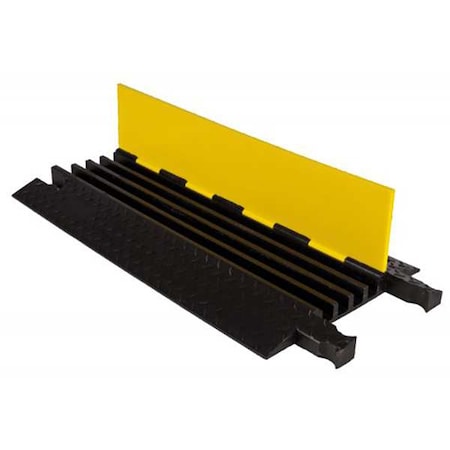 Yellow Jacket YJ4-125-Y/B Cable Protector, 2 in H, 3 ft L, 18 in W, 4 Channel, Polyurethane, Black, Yellow