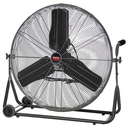 DAYTON 61LD87 Mobile Floor Fan, 3 Speeds, Silver, Carrying Handle