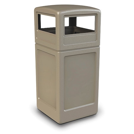 Commercial Zone Products 73290299 PolyTec Trash Container, 42-Gallon Square, Dome Lid, Beige