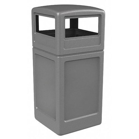 Commercial Zone Products 73290399 PolyTec Trash Container, 42-Gallon Square, Dome Lid, Gray