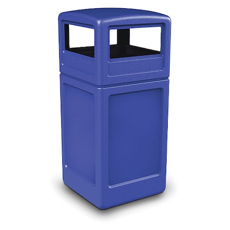 Commercial Zone Products 73290499 PolyTec Trash Container, 42-Gallon Square, Dome Lid, Blue