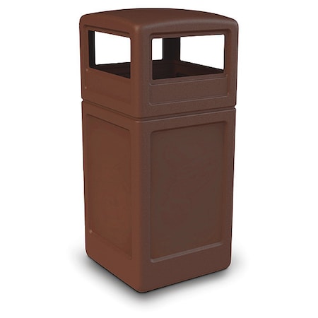Commercial Zone Products 73293799 PolyTec Trash Container, 42-Gallon Square, Dome Lid, Brown