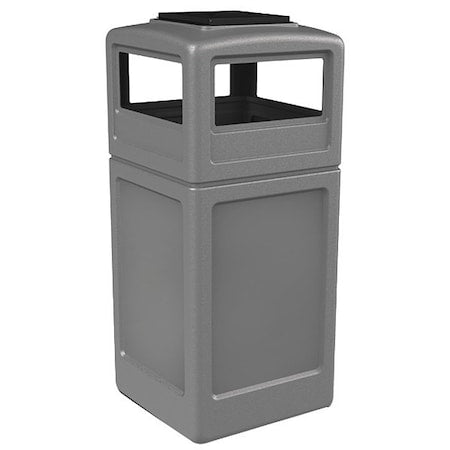 Commercial Zone Products 73300399 PolyTec Trash Container, 42-Gallon Square, Ashtray Lid, Gray