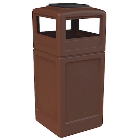 Commercial Zone Products 73303799 PolyTec Trash Container, 42-Gallon Square, Ashtray Lid, Brown