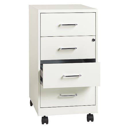 Space Solutions 19537 4 Drawer Vertical File Cabinet, Pearl White, Letter