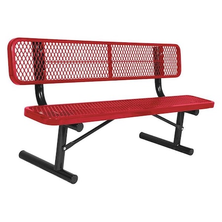 Ultrasite 940P-V6-RED Portable Commercial Park Bench W/ Back, Red