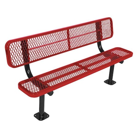 Ultrasite 940SM-V6-RED Surface Mount Park Bench W/ Back, Red