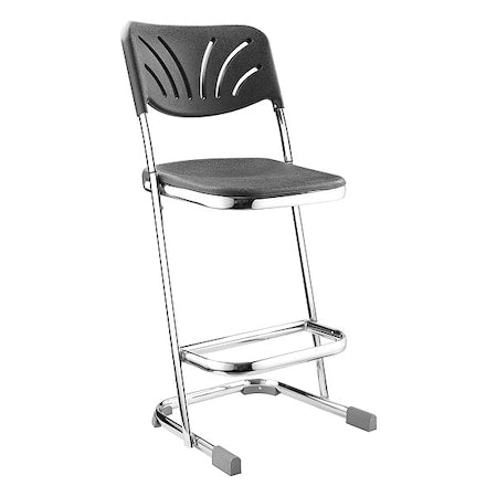 National Public Seating 6624B Square Stool with Backrest, Height 24