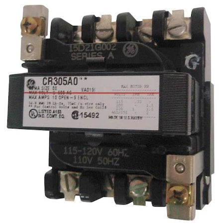 Ge CR305A002 120V AC Non-Reversing Magnetic Contactor 3P 9A NEMA 00