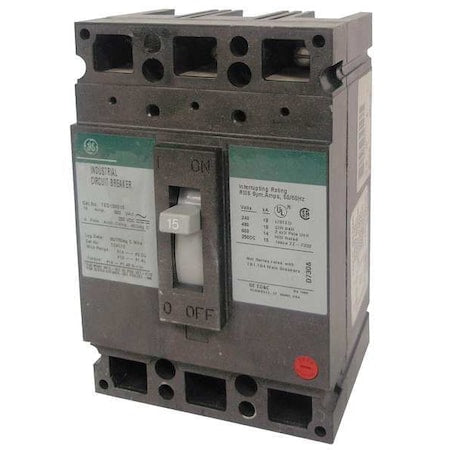 Ge THED136025WL Molded Case Circuit Breaker, THED Series, 25A, 3 Pole, 600V AC, 18kA at 600V AC