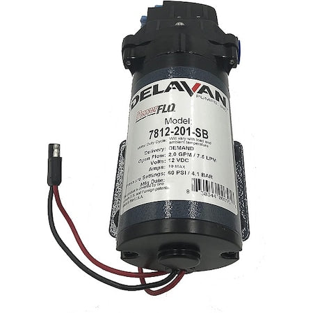 Delavan Fluid Power 7812-201-SB-HS-24 Diaphragm Pump, Polypropylene, Santoprene, 24V DC, 2.0 GPM 140 Degrees F