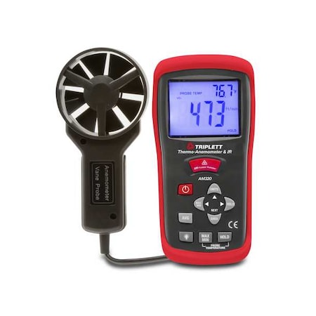Triplett AM320 Anemometer, 80 to 5,906fpm, 32 to 122F