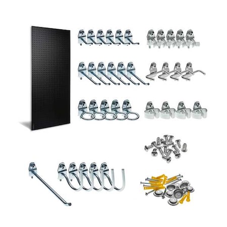Triton Products DB-36BKH-Kit 24 In. W x 48 In. H x 1/4 In. D Black ABS Textured Pegboard with 36 pc. DuraHook Assortment