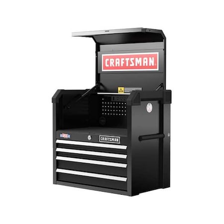 Craftsman CMST32642BK S2000 Tool Chest W/ Light & Divider, 4 Drawer, Black, 26 in W x 16 in D x 24-1/2 in H