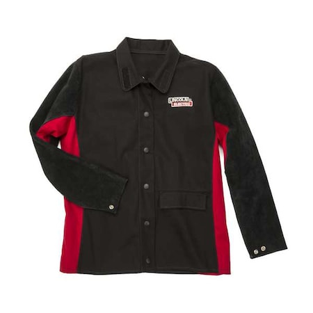 Lincoln Electric K2986-XXXL Welding Jacket, Leather, 9 oz, 34 in Length, Button, Velcro Closure, 2 Pockets, Black, 3XL