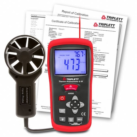 Triplett AM320-NIST Anemometer, 80 to 5,906fpm, 14 to 140F