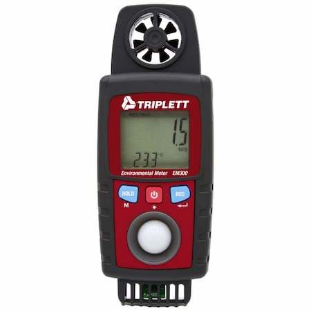 Triplett EM300 Multifunction Env Meter, Black/Rd, 3,837fpm