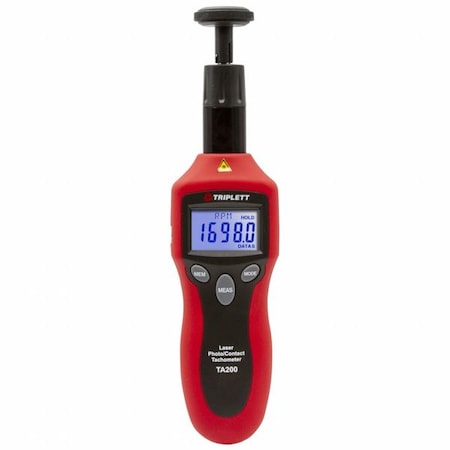 Triplett TA200 Tachometer, +/-0.05% RPM Acc, LCD