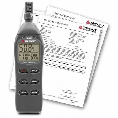 Triplett RHT32-NIST HANDHELDHUMIDITYMETER, Onboard, NIST