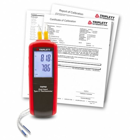 Triplett TMP60-NIST Thermometer, LCD, 3 in, Thermocouple